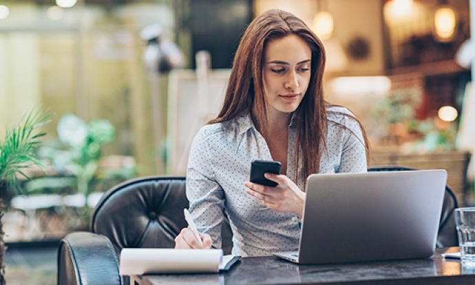 woman working on her laptop