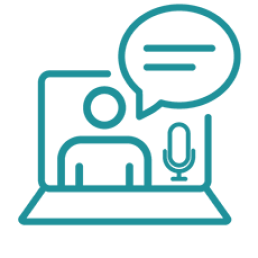 Webinars, Podcasts, and Other New Media icon of a laptop webinar