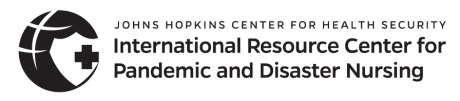JHCHS International Resource Center for Pandemic and Disaster Nursing logo, black JHCHS International Resource Center for Pandemic and Disaster Nursing logo, black